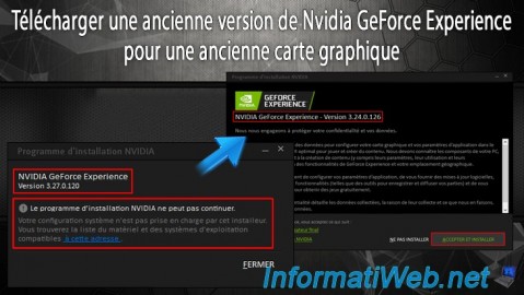 Nvidia GeForce Experience - Ancienne version pour ancienne carte graphique